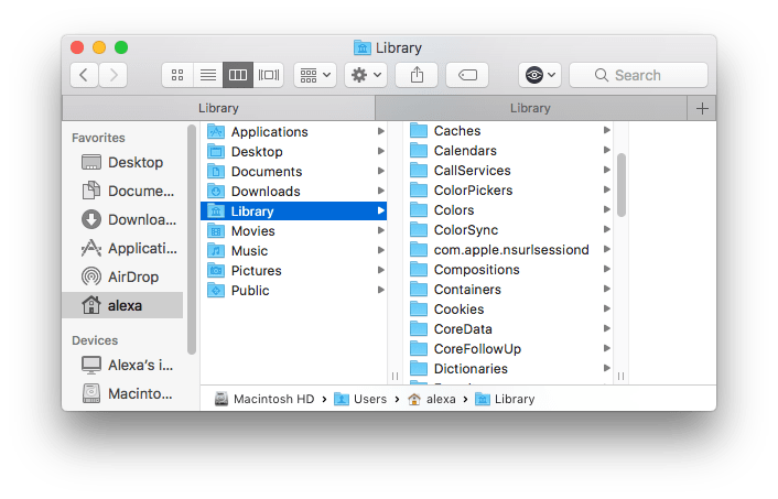Mac os show library folder in finder